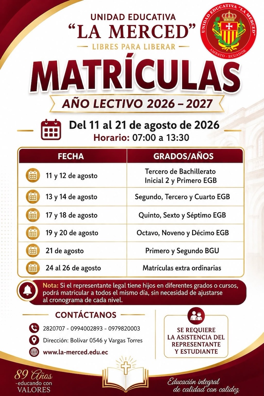 calendario matriculas 2026 - 2027